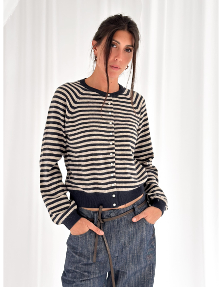 Striped wool blend cardigan