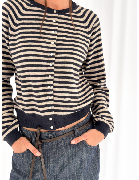 Striped wool blend cardigan