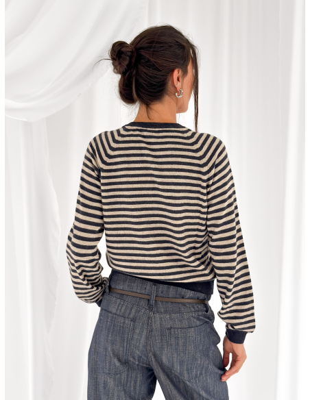Cardigan a righe in misto lana