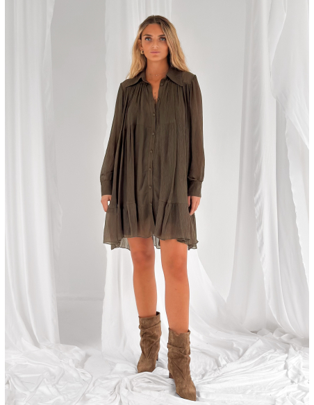 Mini Dress goffrato con balze