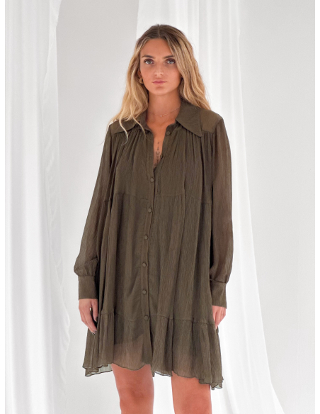 Mini Dress goffrato con balze