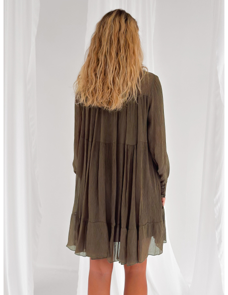Embossed tiered mini dress