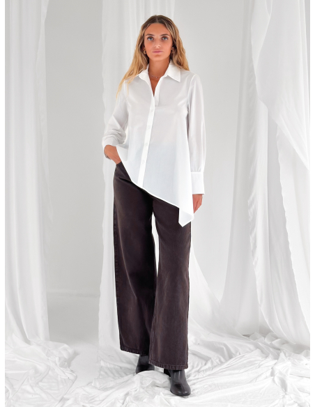 Flared cotton poplin shirt