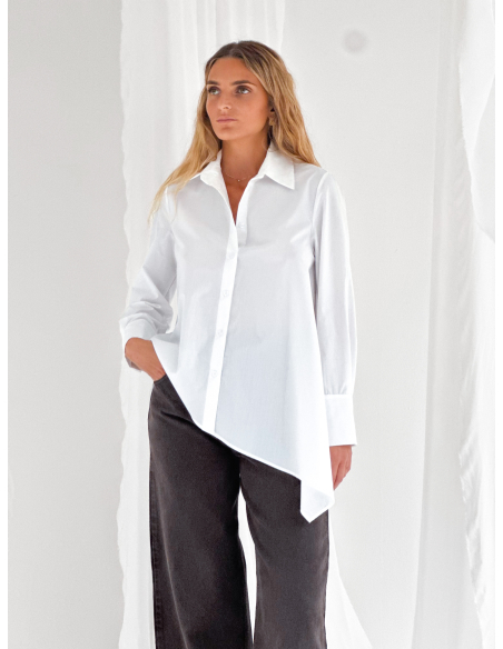 Flared cotton poplin shirt