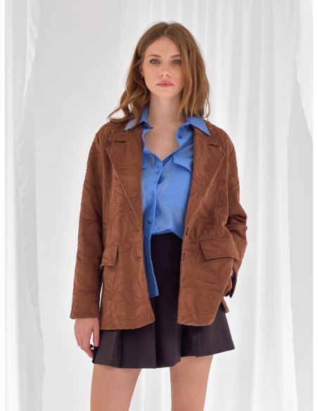 Blazer oversize in suede ricamato