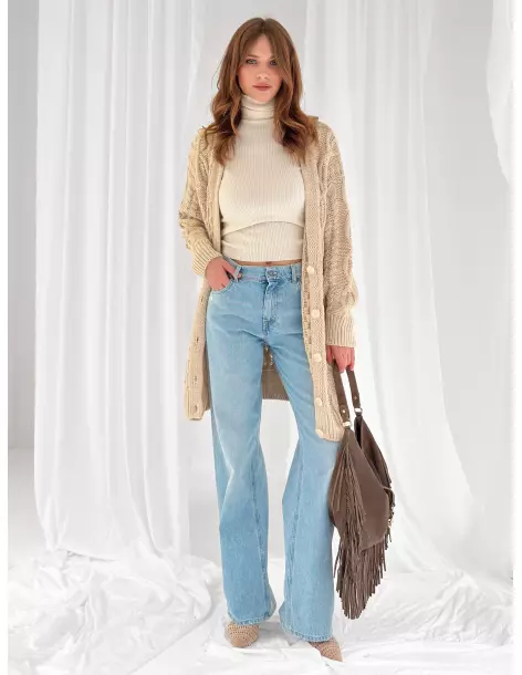 Oversized perforated cardigan