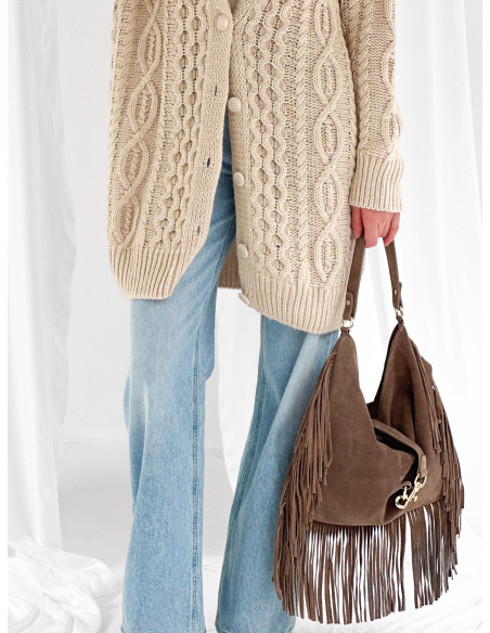 Oversized perforated cardigan