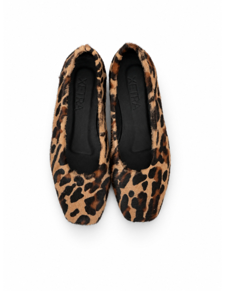 Leopard-print calf hair ballet flats