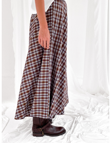 Maxi half-circle check skirt