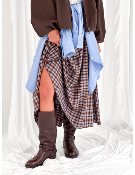 Maxi half-circle check skirt