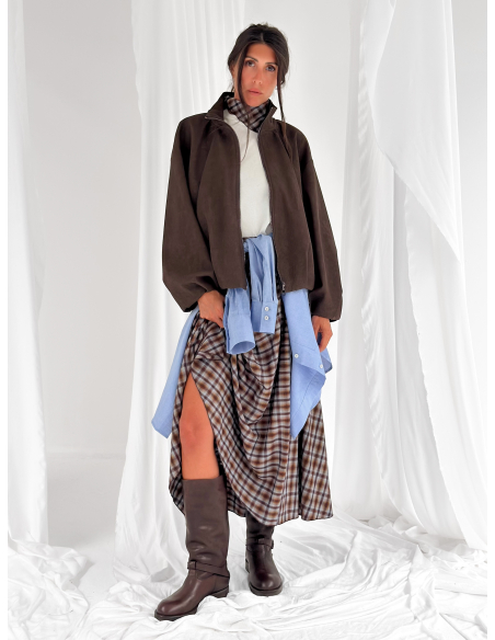 Maxi half-circle check skirt