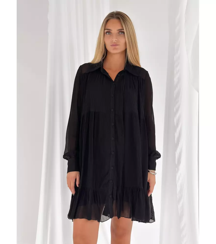 Mini Dress goffrato con balze