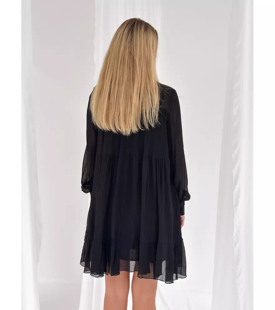Mini Dress goffrato con balze