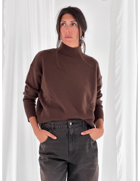 Maglione collo alto in 100% lana