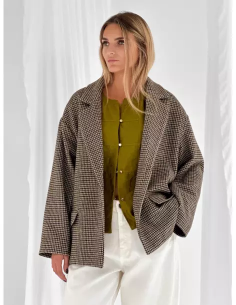 Houndstooth pea coat