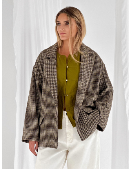 Houndstooth pea coat