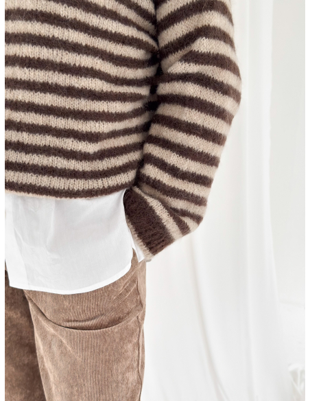Striped crew-neck sweater in a wool and alpaca blend