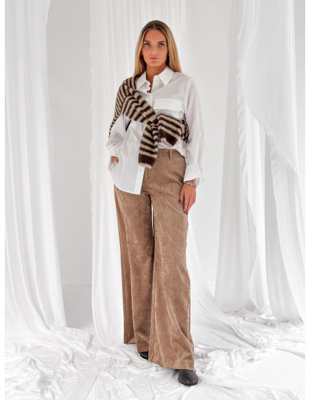 Striped crew-neck sweater in a wool and alpaca blend