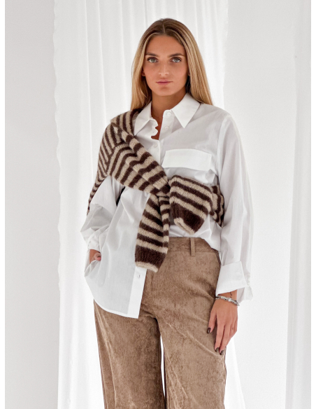 Camicia popeline con manica ampia