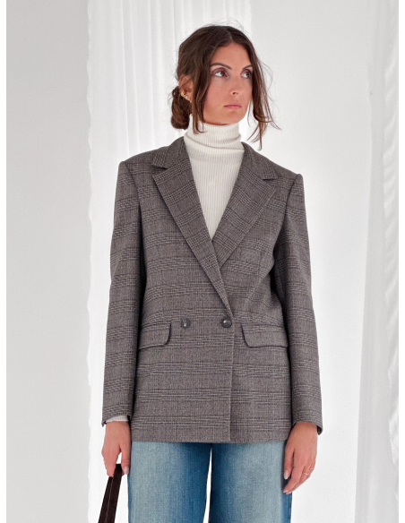Double-breasted checked jacket