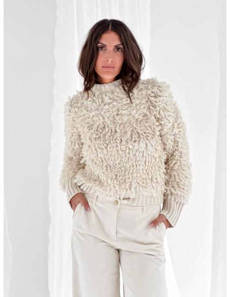 Maglione girocollo con frange