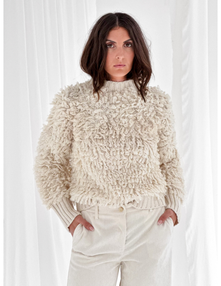 Maglione girocollo con frange