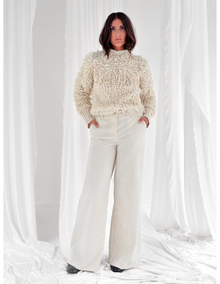 Fringed crew-neck sweater