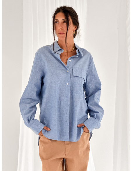 Camicia in misto cotone e lino