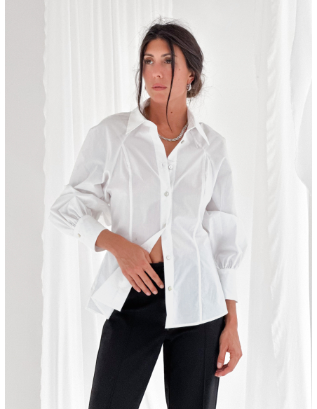 Camicia in popeline di cotone sfiancata