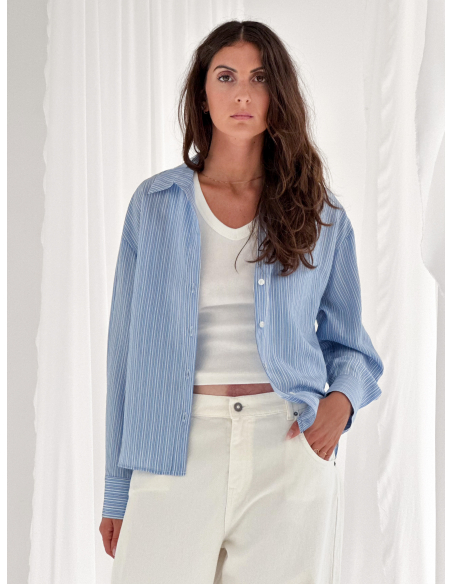 Viscose-blend striped shirt