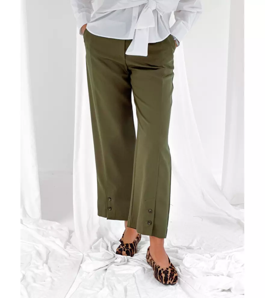Straight-leg trousers with button...