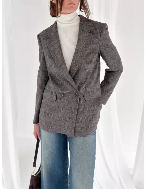 Double-breasted checked jacket