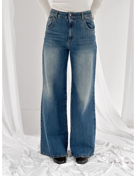 Tea-wash palazzo-style denim