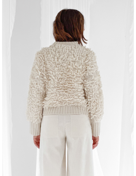 Fringed crew-neck sweater