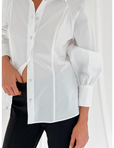 Camicia in popeline di cotone sfiancata