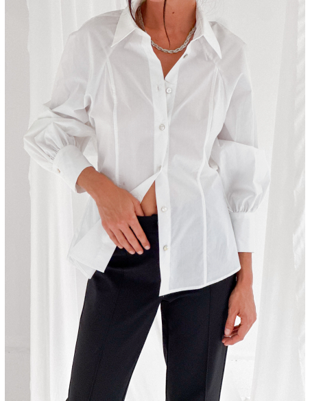 Camicia in popeline di cotone sfiancata