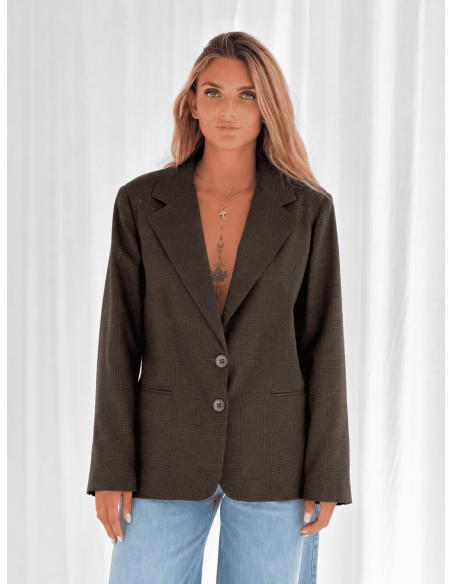 Check jacket with adjustable buttons
