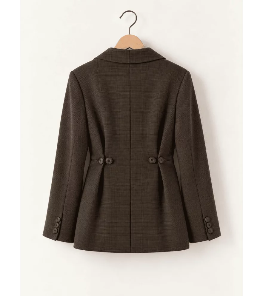 Check jacket with adjustable buttons