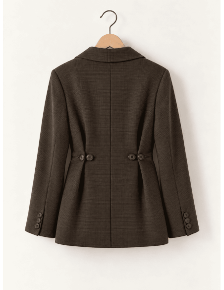 Check jacket with adjustable buttons