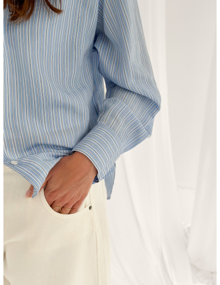 Camicia a righe in viscosa blend