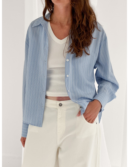Viscose-blend striped shirt