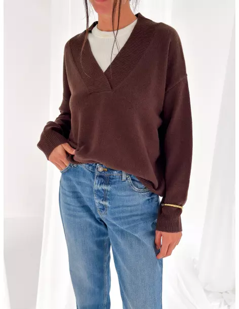 Maglione a V in pura lana
