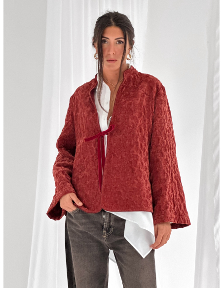 Jacquard velvet kimono