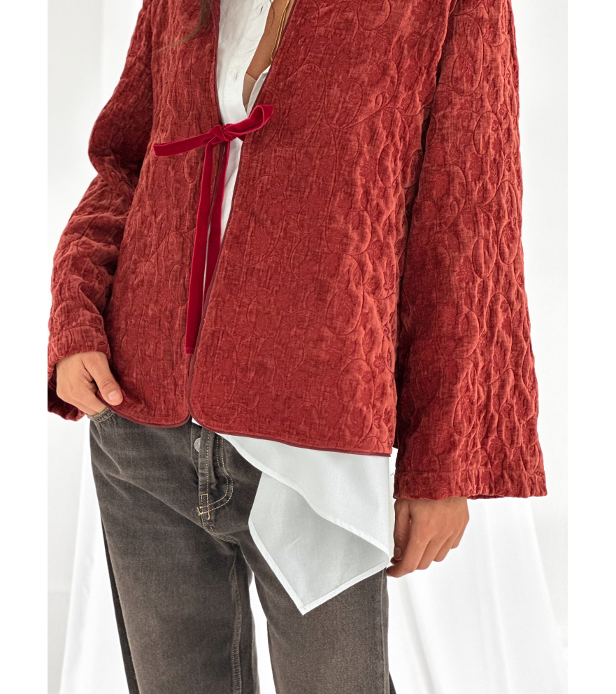 Jacquard velvet kimono