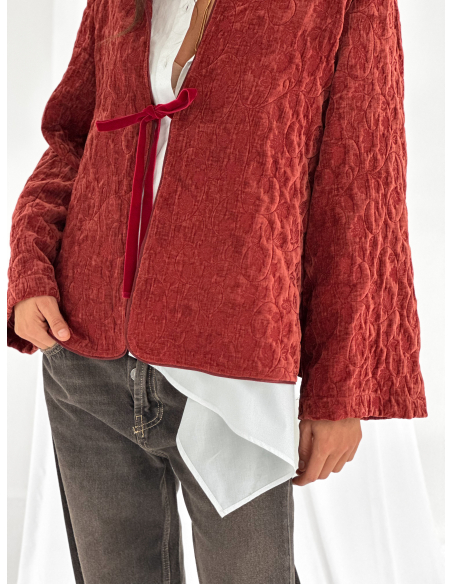 Jacquard velvet kimono