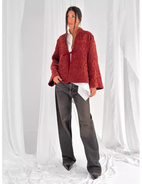 Jacquard velvet kimono