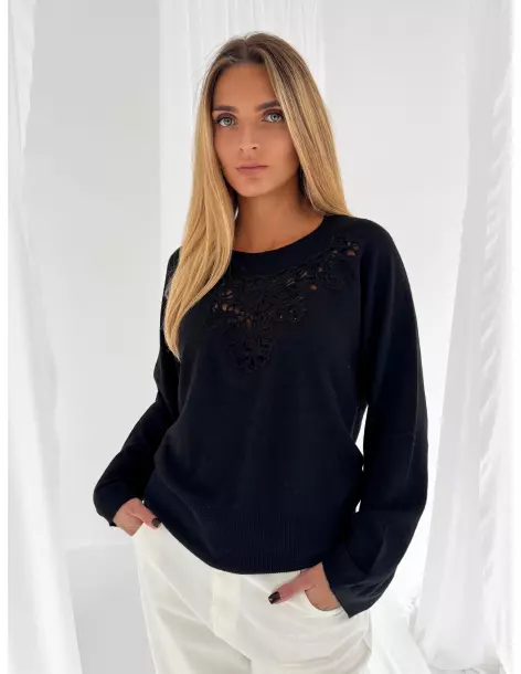 Embroidered crew-neck sweater