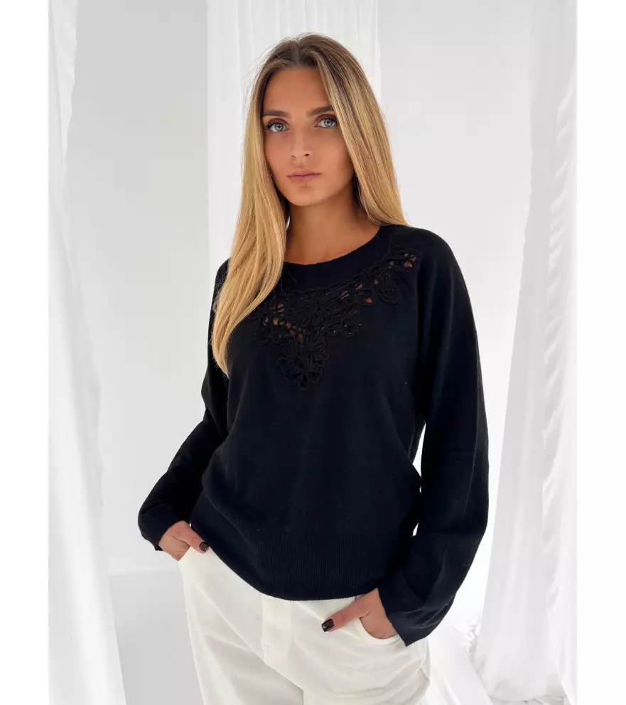 Embroidered crew-neck sweater