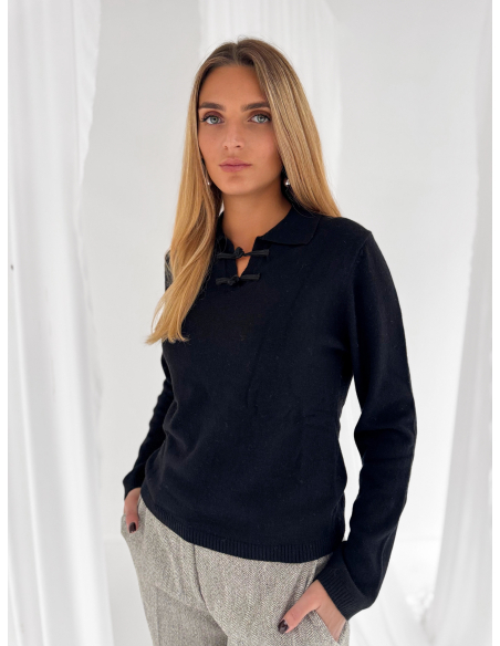 Blend wool polo shirt with toggles