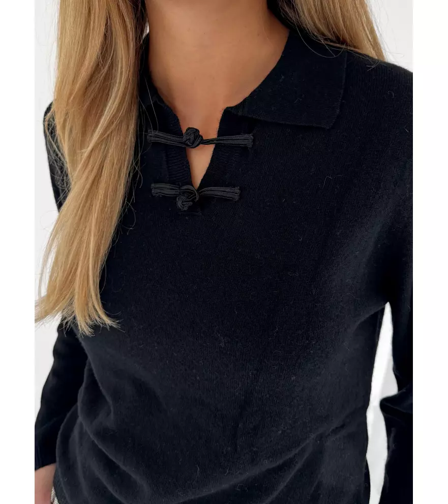 Blend wool polo shirt with toggles